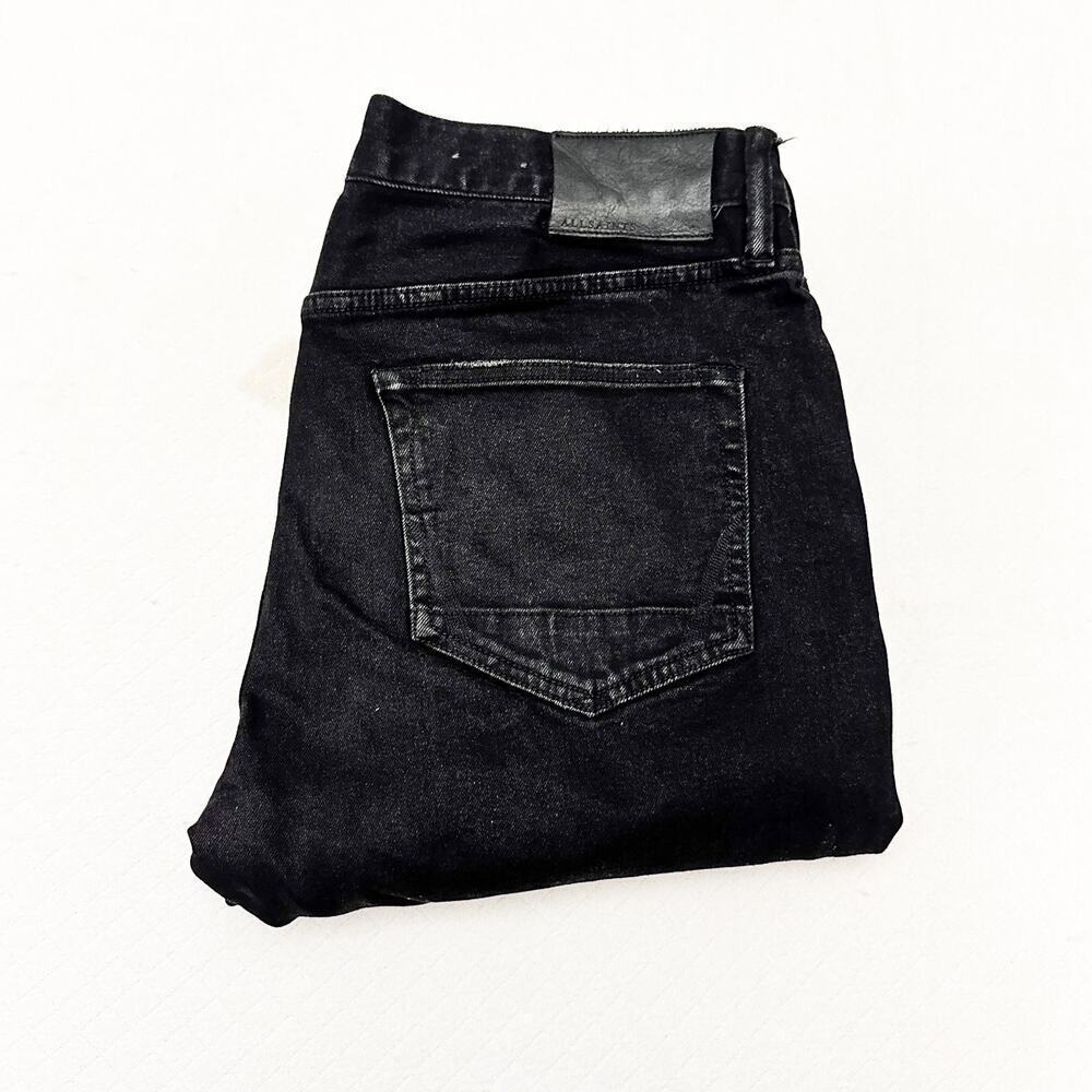 All Saints Rex Black Button Fly Slim LegDenim Jeans Size 33